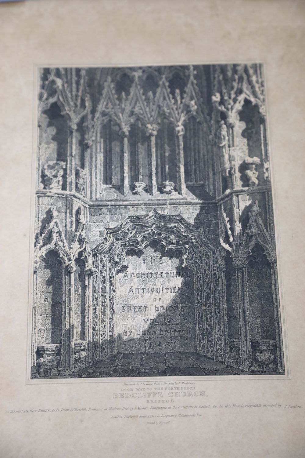 Britton, John - The Architectural Antiquities of Great Britain, 4 vols (of 5) qto, contemporary calf, London 1807-26